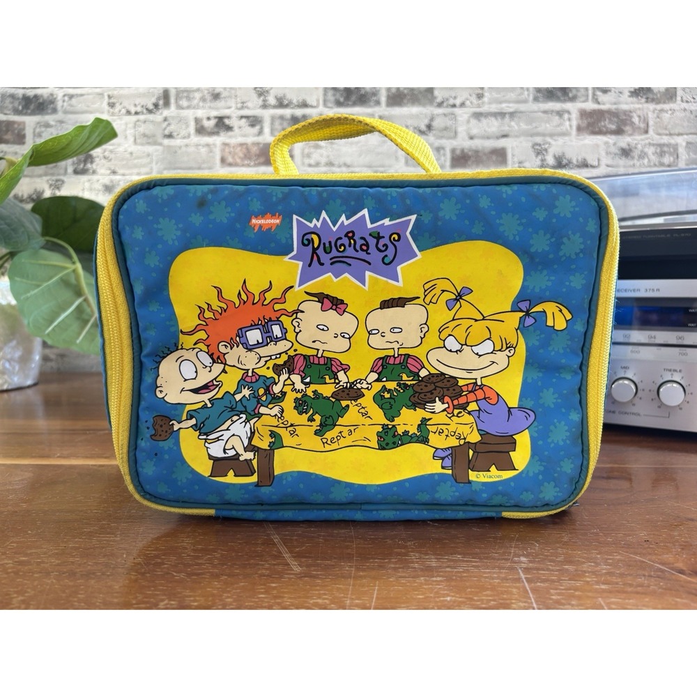 ⭐️Vtg 1997 Rugrats Soft Lunch Box Nickelodeon Zipper Insulated⭐️Blue Yellow⭐️